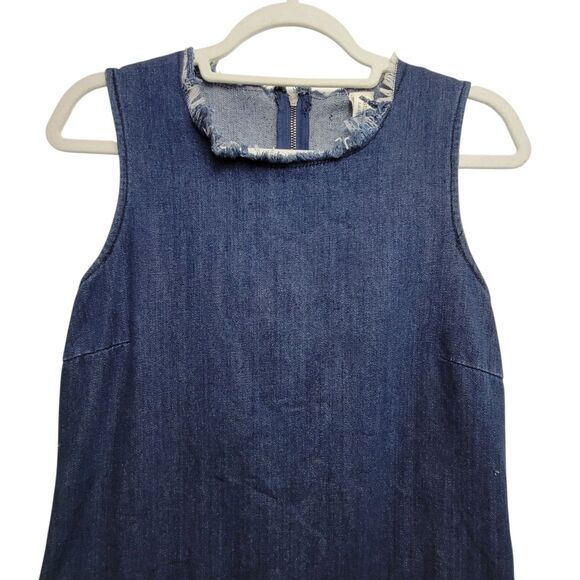 Costa Blanca Los Angeles Denim Blue & Black Raw Hem Dress Size Small - Picture 3 of 8